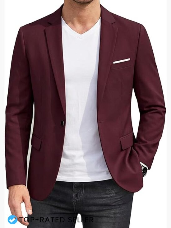 Other - Slim Fit Blazer Lightweight Casual Business Jacket One Button Modern Style